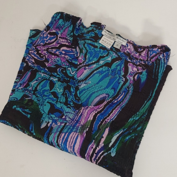 Alberto Makali blouse stretch textured crinkle sequins beads top Lavender Royal - Picture 12 of 12